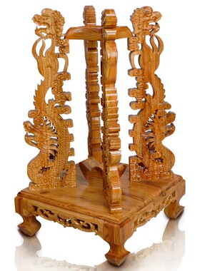 速发 九龙献宝桃木剑手工雕刻立式带底座家居装饰品摆件