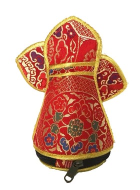 速发尼泊金尔刚铃杵布套刺袋花纹布料带拉链收纳绣金刚铃杵套铃铛