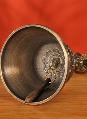 速发尼泊尔手工五密六字真言佛铃金刚铃杵铛传股宗铜铃藏摇铃修行