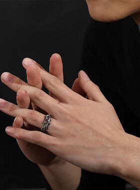 e原创藤曼藤条戒指ins小众冷淡风男女复古做旧款开口食指尾戒