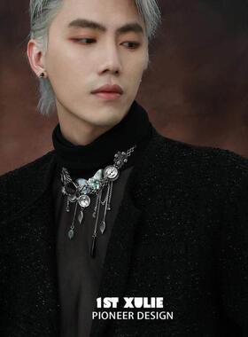 蝴蝶覆古纽扣项炼高级感重工原创小众设计2025新款锁骨炼