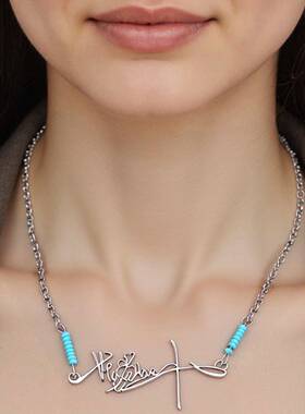 鞠婧祎签名项链手链不掉色应援粉丝蓝色串珠气质百搭生日礼物饰品