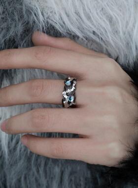 羽翼情侣戒原创小众设计高级感暗黑甜酷开口食指戒指