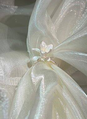 《白玉兰》戒指 原创烧白工艺 开口可调节