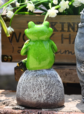 速发包邮庭院装饰青蛙园件花摆艺可设树脂工艺品创意摆爱动物台