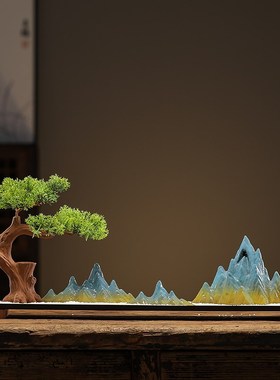 速发中式创意沙盘枯山水假山造景禅意摆件客厅玄关茶室桌面鱼缸装