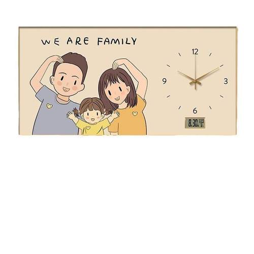 一家三四口表大寸电表箱装尺饰画现代年轻奢OGD遮丑箱挂画横版钟 - 图3