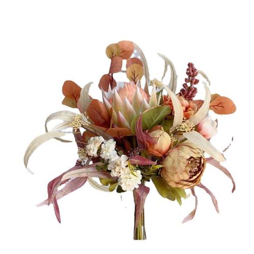 M551秋SFC色咖黄色手札花束仿真花绢系花货假花欧式源 - 图3