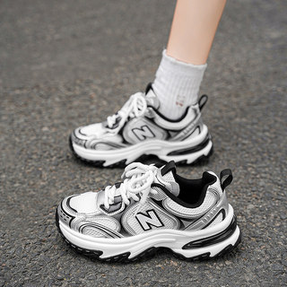 New Balance official authentic dad shoes for men and women, versatile fashionable running sports plus velvet warm thick-soled casual shoes