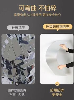 亚克力全身镜贴墙自粘软镜子门后穿衣镜挂墙挂门免打孔隐藏衣柜镜