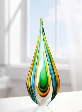 琉璃工艺品轻奢现代水晶花瓶摆件客厅玄关酒柜博古架聚财装饰品