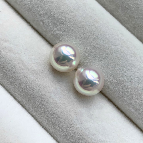 日本进口Akoya天然海水珍珠耳钉18K金天女品质正圆极强光百搭耳环 - 图3