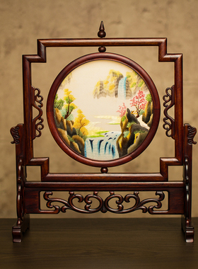 刺绣成品苏州绣美中式台屏桌面摆台面苏绣古典屏风商务礼品