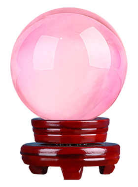 水晶球粉玻璃圆球创意结婚送礼家居客厅玄关装饰店铺业礼品