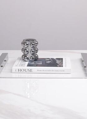 简约现代亚家居样板房透明力桌面收克纳装托盘饰软装客OAF厅茶几