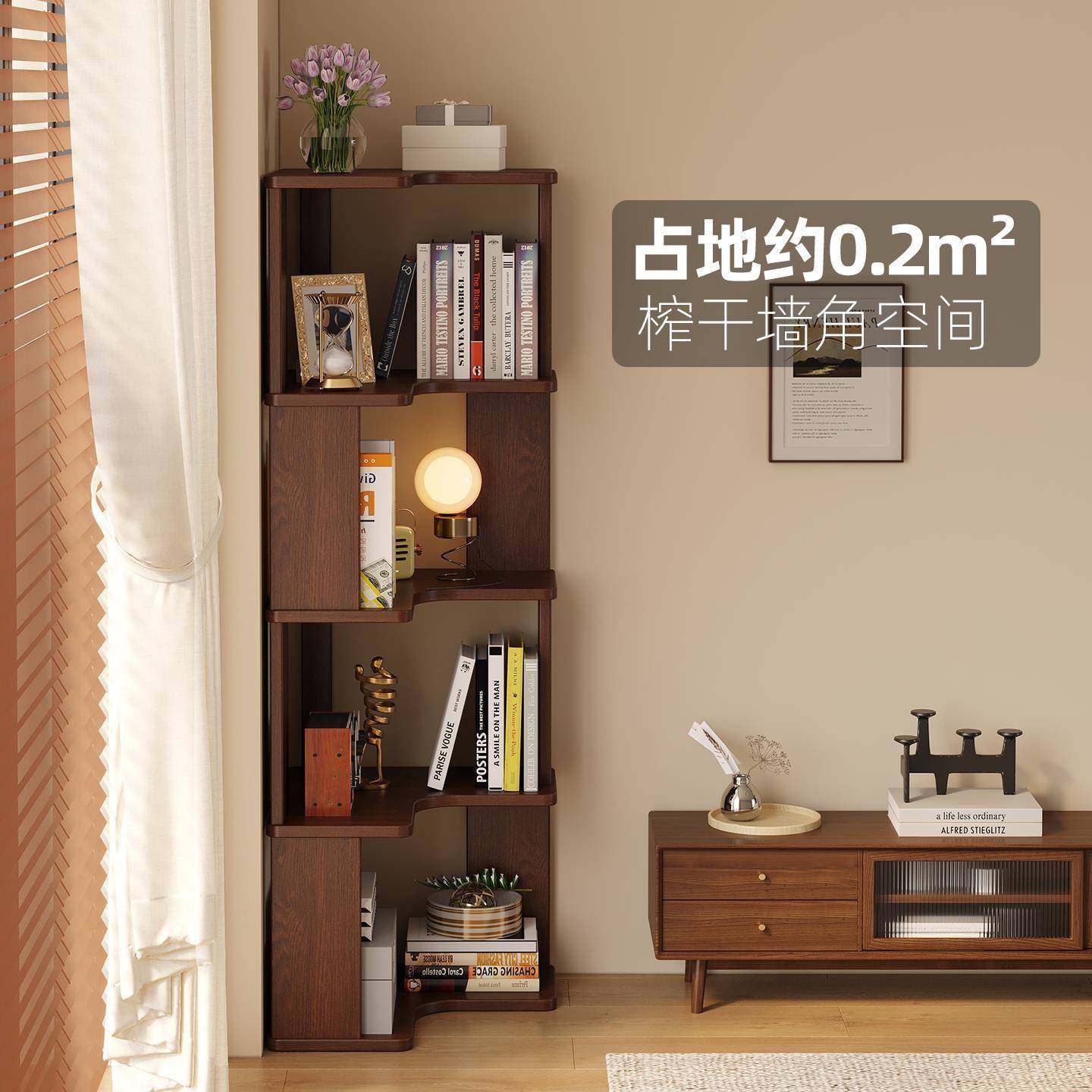 转角架落置架家用物客厅收纳三角卧室内靠墙BMG多层书实木书柜地,淘宝优惠券,粉丝福利购,淘宝优惠卷