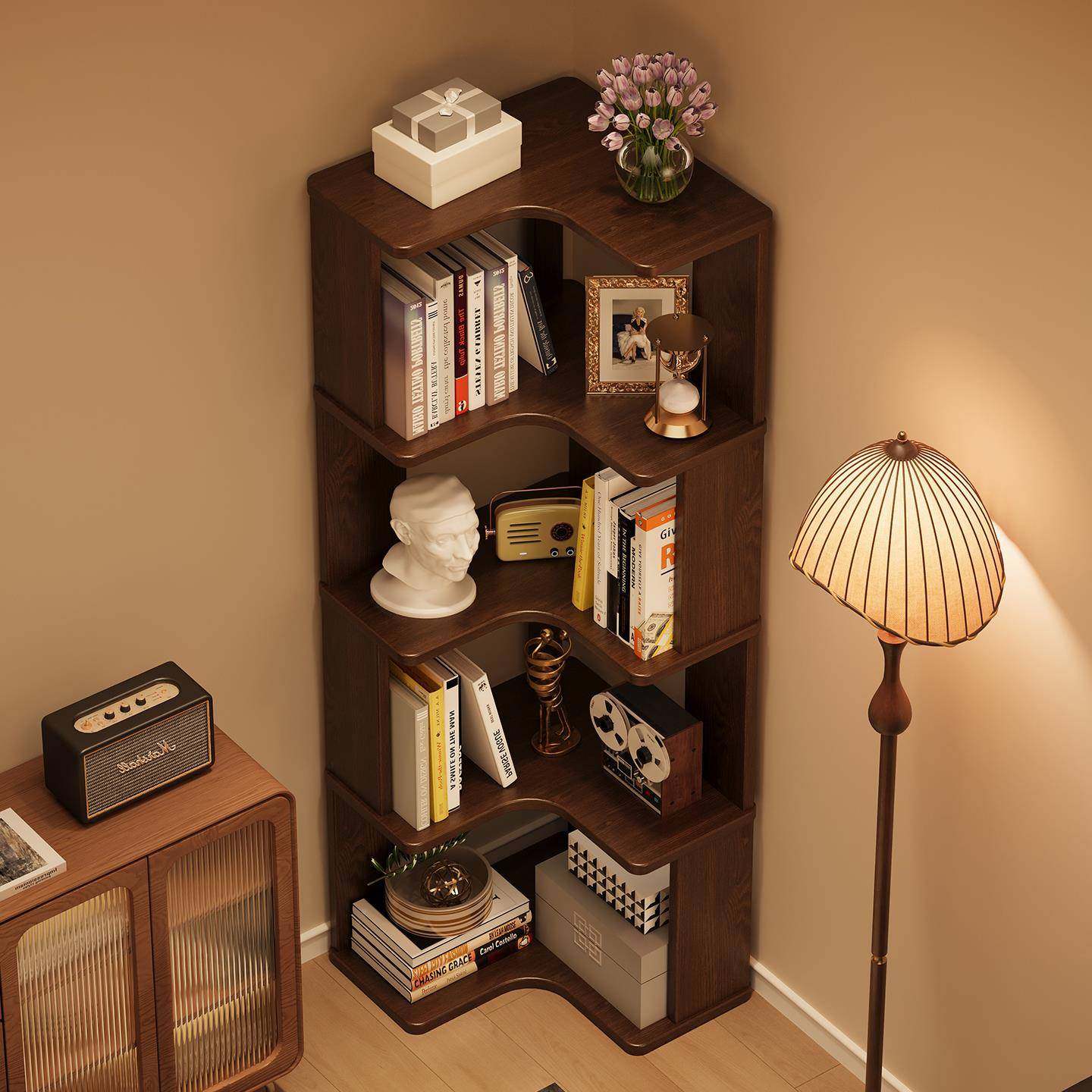 转角架落置架家用物客厅收纳三角卧室内靠墙BMG多层书实木书柜地,淘宝优惠券,粉丝福利购,淘宝优惠卷