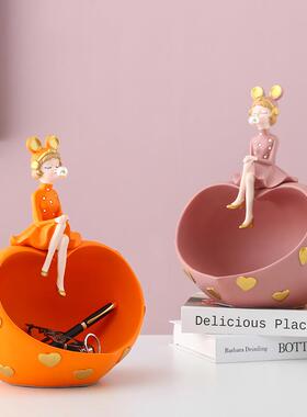 泡泡女孩北欧轻奢玄关钥匙收纳摆件创意家居室内装饰品客厅收纳