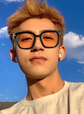 速发茶色尚镜男级感时墨帅气太士潮流男大脸2024新款眼睛