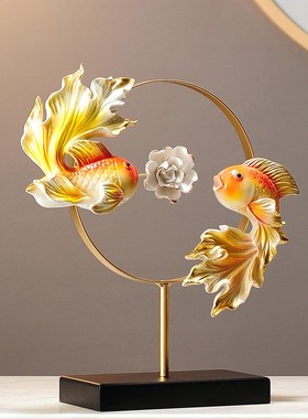 速发酒玄式电视柜装饰年年有余摆件轻奢中关新柜摆设客厅乔迁新居