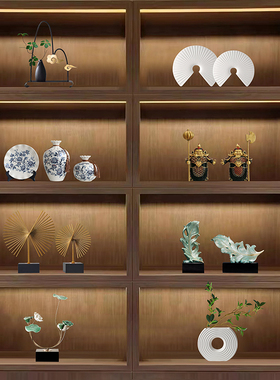 速发创意新中式摆件轻奢高档摆厅酒柜装视柜玄关办公室桌面电饰品