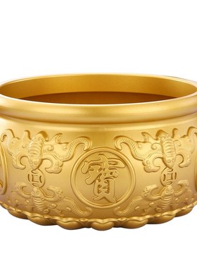 速发黄铜聚宝盆水晶元宝八福财富香炉缸聚财家饰财居缸办公室摆件