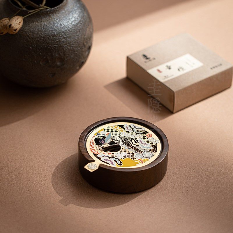 圭隐堂黑檀木檀香盘香炉珐琅彩香C熏炉家用室内功夫茶道香炉摆件,淘宝优惠券,粉丝福利购,淘宝优惠卷