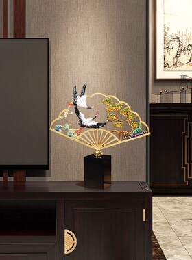 珐琅彩合金摆件鹤l鸣九皋生日贺寿礼品新家客厅酒柜乔迁入户装饰