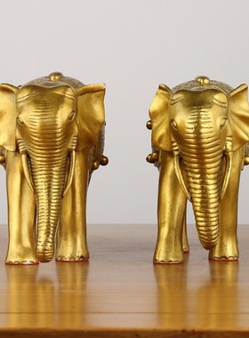 黄铜大象摆件一对吸水铜大象A珠宝财富大象家居玄关装饰工艺品