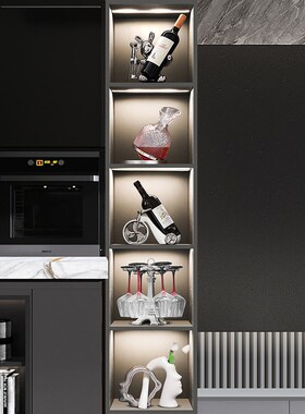 轻奢高档家居客厅电视柜酒柜红酒杯架餐L边柜葡萄酒架醒酒器摆件