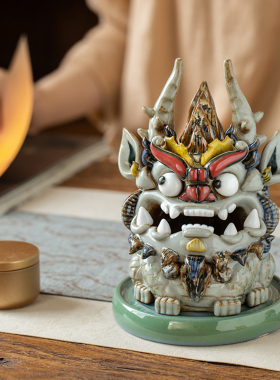 陶瓷龙摆件招财中l式摆件装饰品茶宠摆件精品可养创意塔香香炉茶