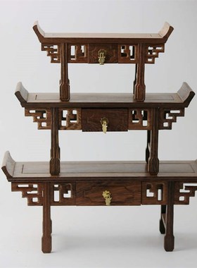 红木雕刻工艺品实木奇石盆景佛像底座鸡翅木长P方形雕花底座小条