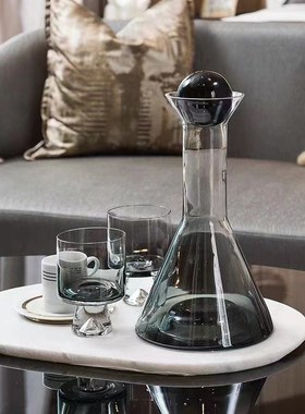 现代轻奢玻璃酒具摆件样s板间客厅茶几桌面醒酒器套装组合软装饰