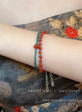 复古国风串珠拼接项链女轻奢小众精致天然石锁骨链配饰高级感颈链