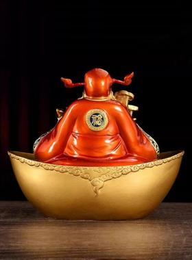 铜元宝财神爷摆件入户玄关客厅装饰品公司店铺前台开业送礼工艺品