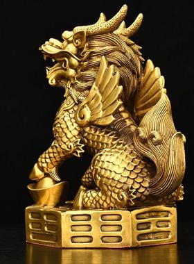 黄铜八卦麒麟摆件招财进宝财富麒麟开业开店送礼办公室家居装饰品