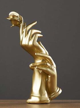 北欧轻奢家居客厅玄关装饰品摆件执子之手结婚礼物抽象工艺品摆设