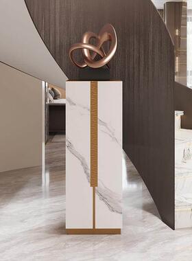 轻奢大理石花架落地式展示台岩板高端客厅装饰架子摆件底座置物架