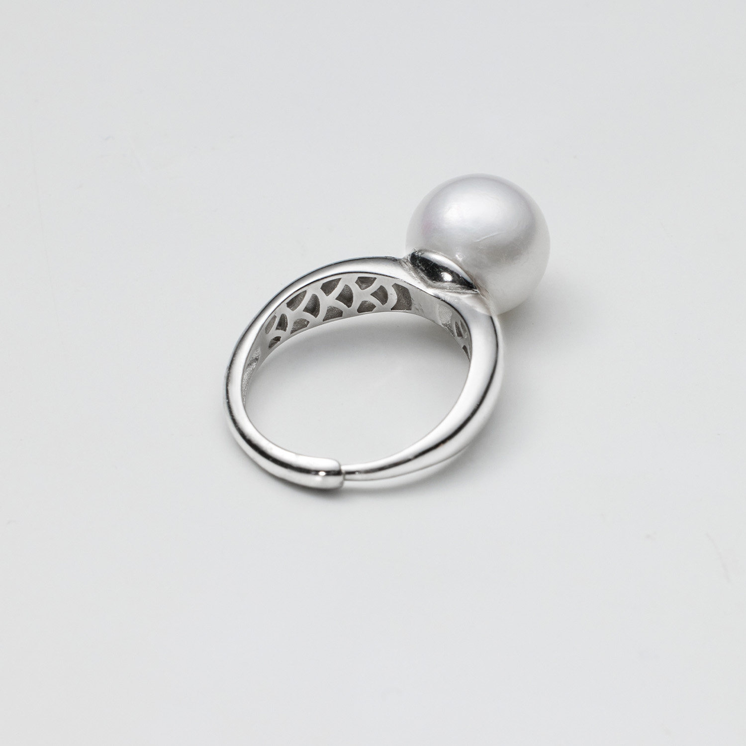 Lilan Jewelry S925 silver nucleated freshwater pearl ring for women 11-12mm nearly round simple open ring for girlfriend