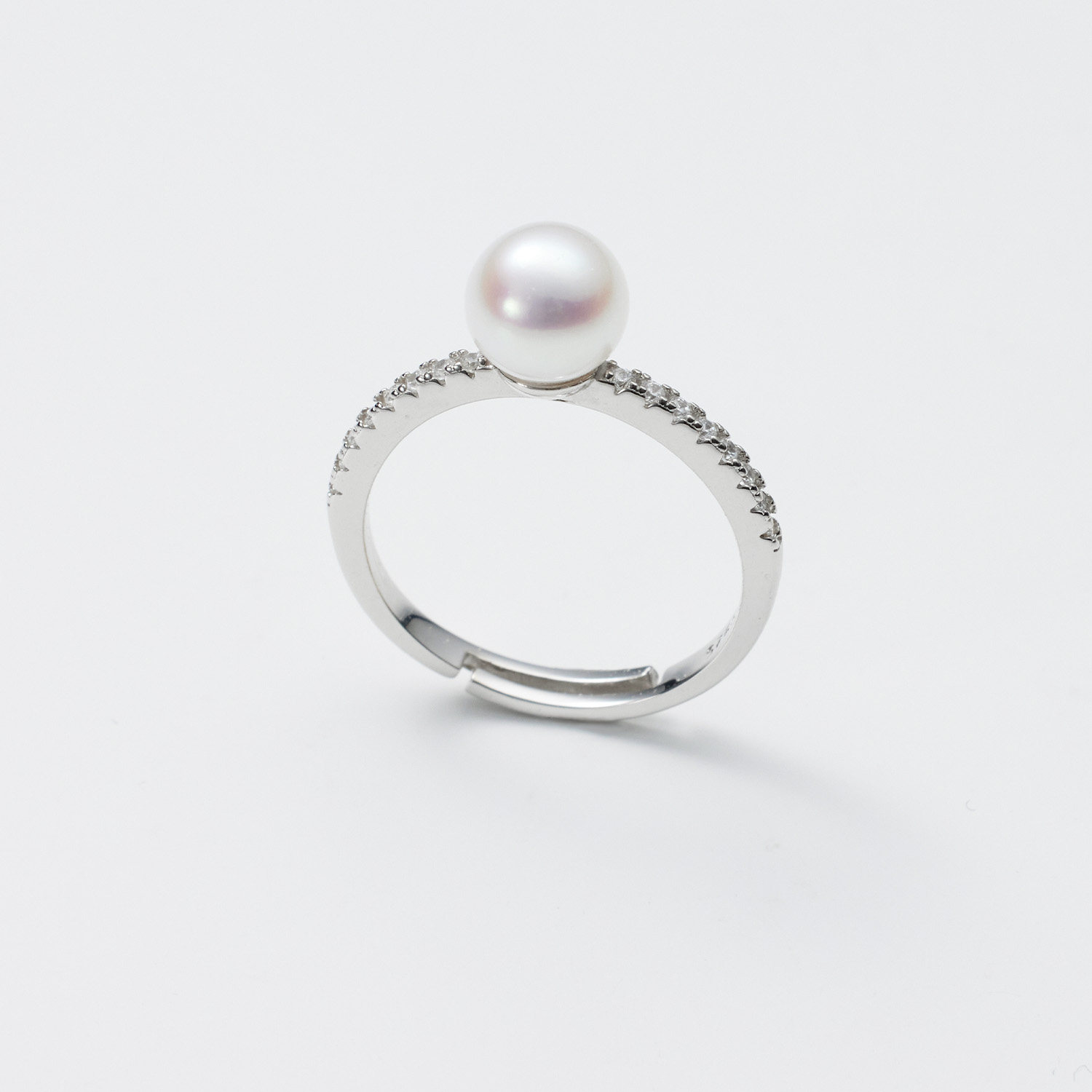 Lilan Jewelry S925 silver nucleated freshwater pearl ring 6-7mm nearly perfect round simple versatile open ring gift