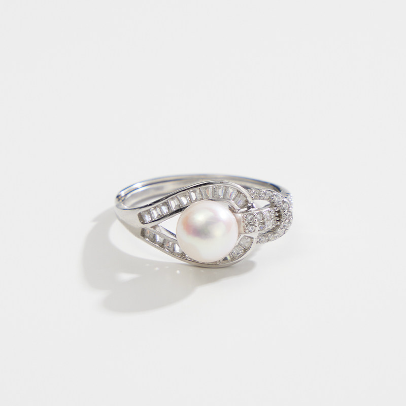 Lilan Jewelry S925 silver nucleated seawater AKOYA pearl ring for women 6-7mm nearly perfect round accessories for girlfriend