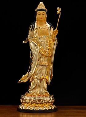 西方三圣铜像纯铜鎏金阿弥陀佛观音佛像大摩如来菩萨家拜摆件