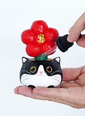 猫咪摆件有钱花治愈系香薰扩香器木雕走心送女生闺蜜生日礼物520