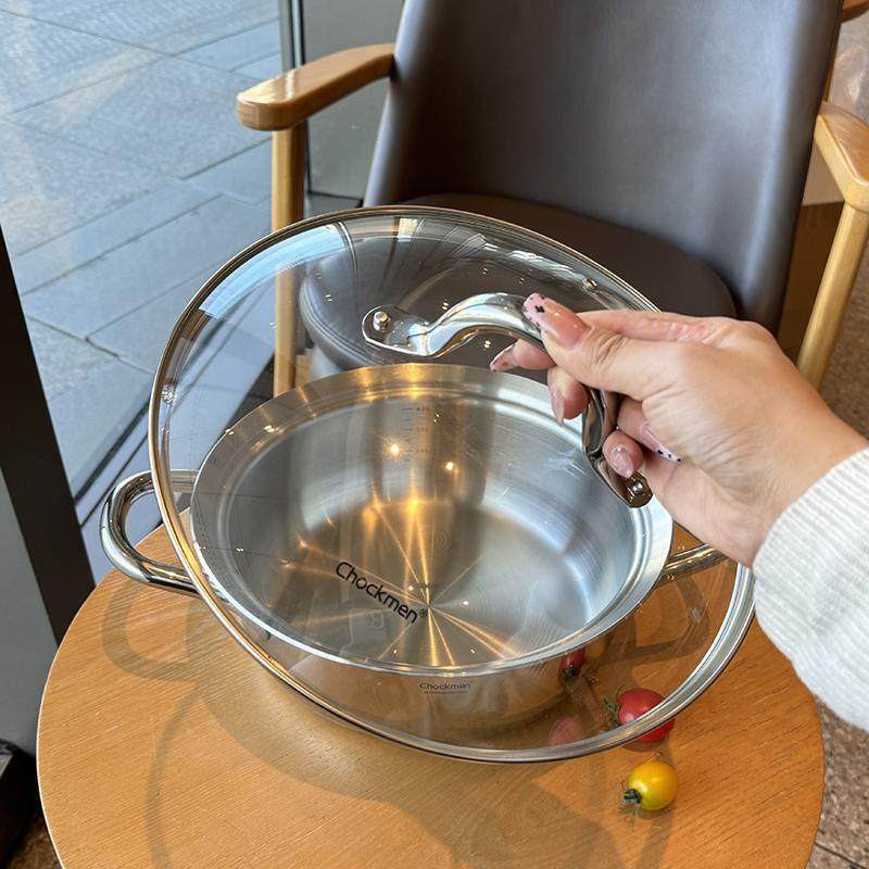 太太厚实瞭！18/10不锈钢家用炒菜汤锅火锅电磁炉燃气通用26-30cm,淘宝优惠券,粉丝福利购,淘宝优惠卷