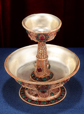 供护法杯尼泊尔手工掐丝铜护法杯藏式供护法杯中号13cm大号15cm