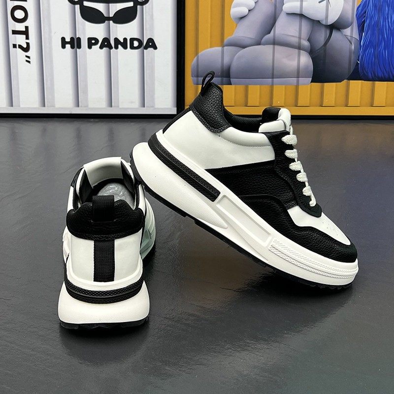 ITMY3男鞋2025秋季新款皮面厚底休闲潮鞋 43码内增高黑绿高帮板鞋,淘宝优惠券,粉丝福利购,淘宝优惠卷