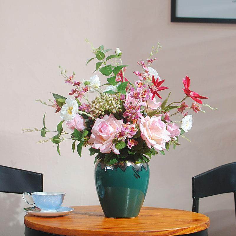 餐桌上的装饰花卉轻奢风手感保湿玫瑰客厅高端摆花高档新款仿真花,淘宝优惠券,粉丝福利购,淘宝优惠卷