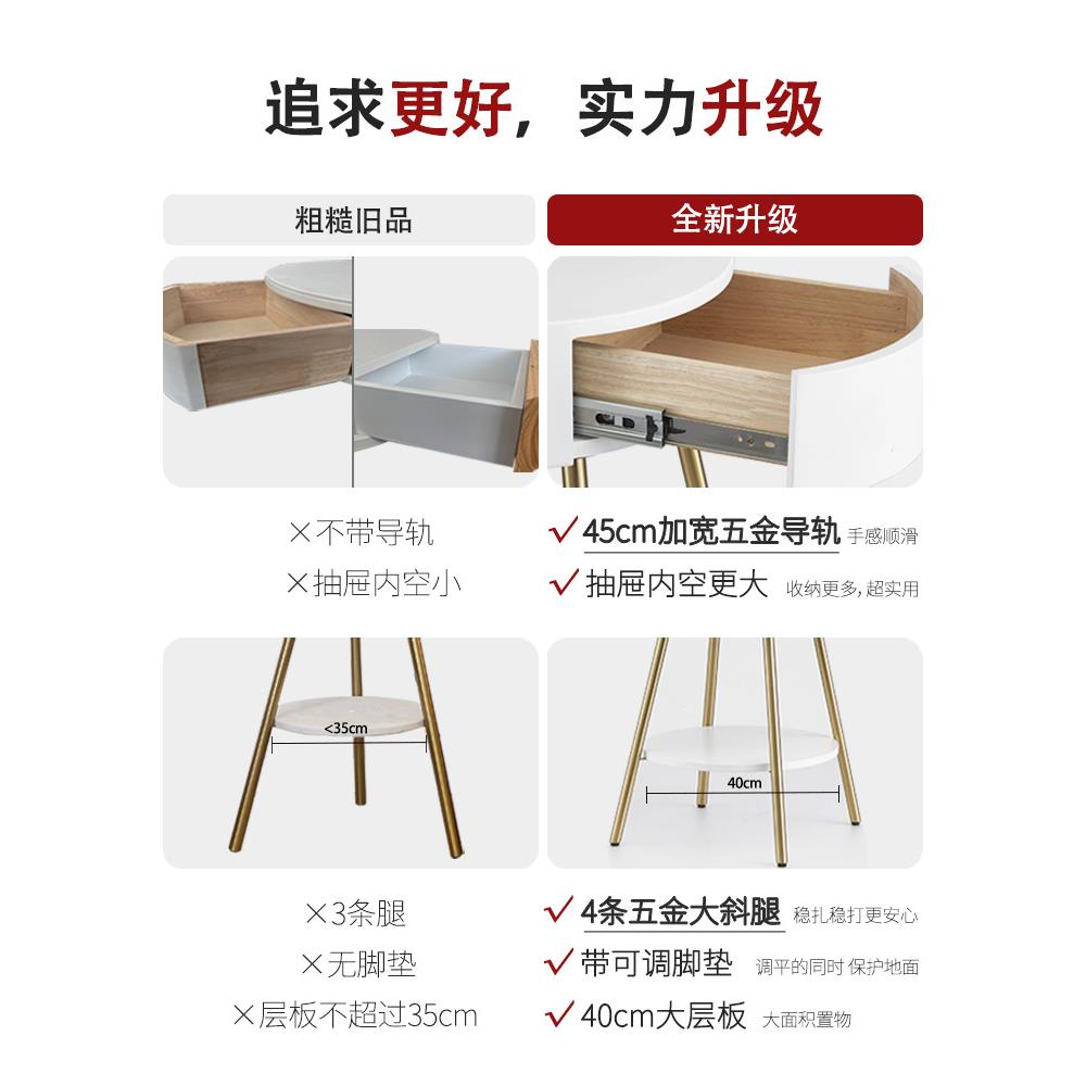 中古客厅茶几充电置物架落地灯轻奢卧室床头柜一体法式落地台灯 - 图3