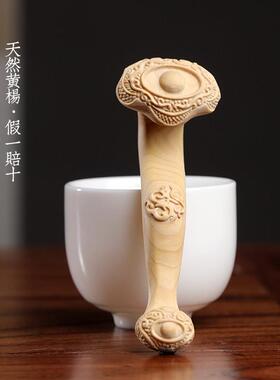 天然小叶黄杨木雕刻事事如意手把件把玩中式好运小摆件桌面工艺礼