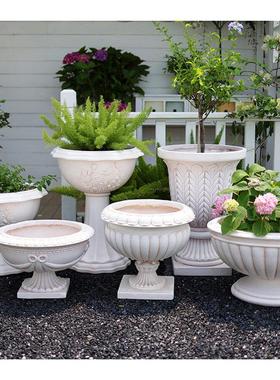 欧式罗马柱花园户外装饰摆件庭院花架底座彷石膏院子阳台大花盆